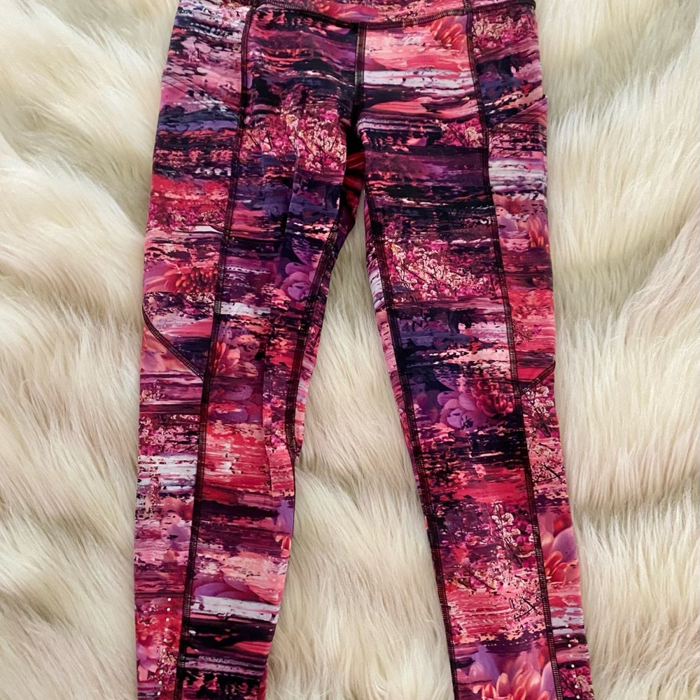 Lululemon Pink and Purple Patterned Cropped Leggings - Picture 2 of 4